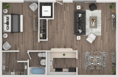 One Bedroom Floor Plan at Autumn Woods Affordable Apartments in Bladensburg MD
