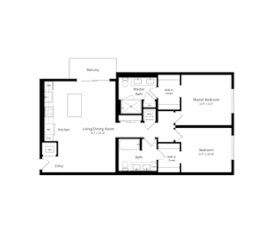 Two Bedroom Floor Plan at The Marc Luxury Apartments in Palm Beach Gardens, FL