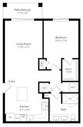 One Bedroom Floor Plan at Boca Vue Luxury Apartments in Boca Raton FL