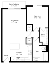 One Bedroom Floor Plan at Boca Vue Luxury Apartments in Boca Raton, FL
