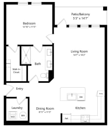 One Bedroom Floor Plan at The Epic at Gateway Luxury Apartments in St. Pete, FL