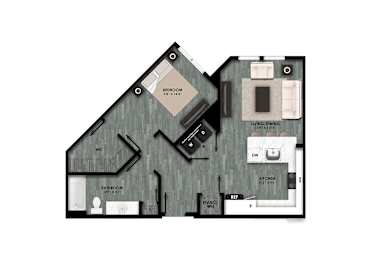 One Bedroom Floor Plan at La Cima