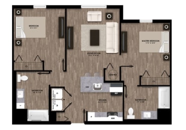  Floor Plan Two Bedroom/Two Bathroom