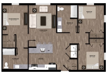  Floor Plan Three Bedroom / Two Bathroom