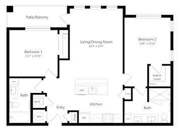 Two Bedroom Floor Plan at Ivy Heights Apartments in Austin