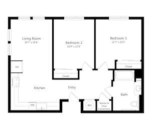 Two Bedroom Senior Apartment at Lakeland in Santa Fe Springs, CA