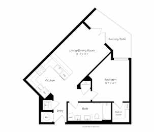 One-Bedroom Floor Plan at Marquee Square Apartments in Tampa FL