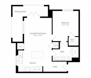 One-Bedroom Floor Plan at Marquee Square Apartments in Tampa FL