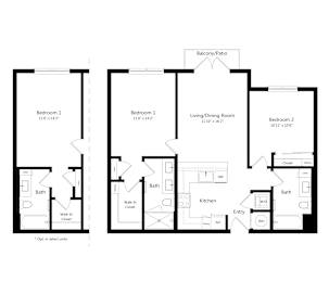 Two-Bedroom Floor Plan at Marquee Square Apartments in Tampa FL