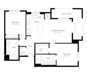 Two-Bedroom Floor Plan at Marquee Square Apartments in East Tampa FL