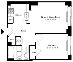 One-Bedroom Floor Plan  at Douglass Park Apartments in New York, NY