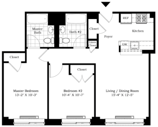 Two-Bedroom Floor Plan  at Douglass Park Apartments in New York, NY