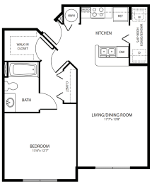 One Bedroom Floor Plan at Summer Lakes Affordable Apartments in Naples, Florida