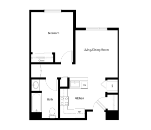 One Bedroom Floor Plan at Sycamore Senior Village in Oxnard CA