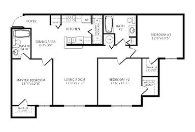 Two-Bedroom Floor Plan at Lake Shore Affordable Apartments in West Palm Beach FL