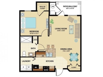 One Bedroom Floor Plan at Santos Isle Senior Apartments in Tarpon Springs FL