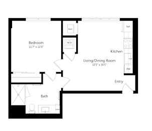 One-Bedroom Floor Plan at The Marc Luxury Apartments in Palm Beach Gardens, FL