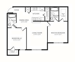 Two Bedroom Floor Plan at Mariners Cay Affordable Apartments in Spring Hill FL