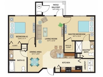 Two Bedroom Floor Plan at Santos Isle Senior Apartments in Tarpon Springs FL