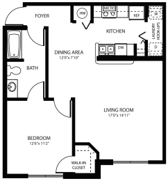 1 Bedroom Floor Plan at Clear Harbor Apartments in Clearwater FL