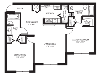 2 Bedroom Floor Plan at Clear Harbor Apartments in Clearwater FL