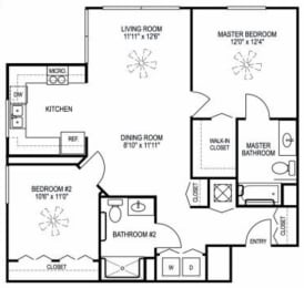 Two Bedroom Floor Plan at Vista Grande Senior Apartments in Miami FL