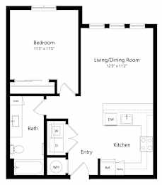 Spacious One-Bedroom Floor Plan at Ivy Heights Apartments in Austin, TX