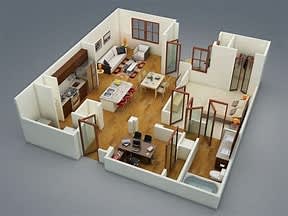 an image of a 3d floor plan of a house