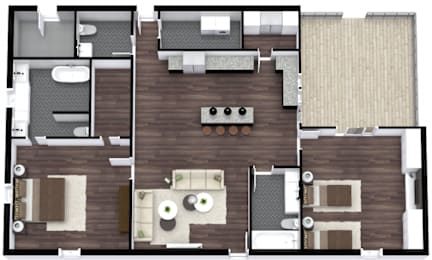 a floor plan of a house with a bedroom and a living room