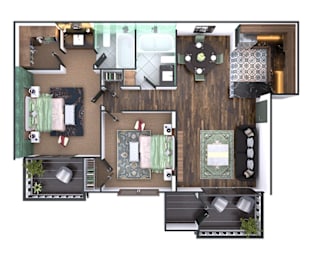 a floor plan of a 3 bedroom apartment