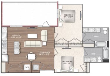 a floor plan of an apartment home with a wooden floor at 511 Meeting, Charleston