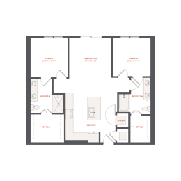 bedroom floor plan | apartments in garland tx | the mille brookhaven apartment homes