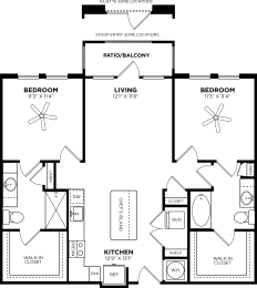 2 bed  2 bath floor plan A at Glenwood at Grant Park, Atlanta, GA
