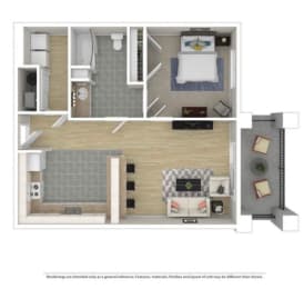 a bedroom with a bed and a chair in a room at The Station at River Crossing, Macon