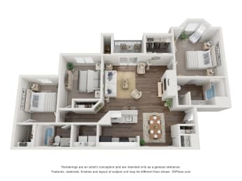 three bedroom floor plan in Lithia Springs, GA