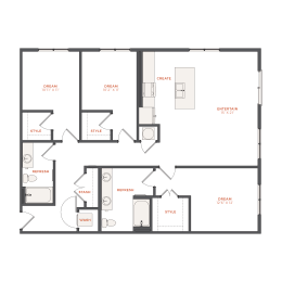 a floor plan of a small house at The Maven, Suwanee, GA, 30024