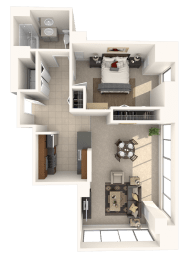 1 bed 1 bath Elmwood Floor Plan at Hartford 21, Hartford, 06103