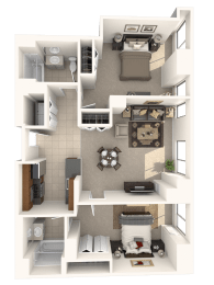 2 bed 2 bath A Parkville Floor Plan at Hartford 21, Connecticut