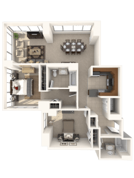 2 bed 2 bath Salute Floor Plan at Hartford 21, Hartford, 06103