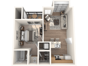 1 bed 1 bathroom Valley Floor Plan  | Village Oaks at Village Oaks Apartments, Austin, TX, 78759