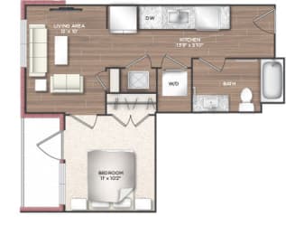 Studio J Floor Plan  at 511 Meeting, South Carolina, 29403