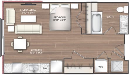 Studio F Floor Plan at 511 Meeting, South Carolina, 29403