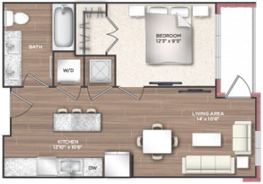 1B Floor Plan at 511 Meeting, South Carolina