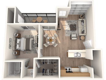 1 bed 1 bathroom Willow Floor Plan  | Village Oaks at Village Oaks Apartments, Austin, TX