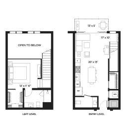 Bi-Level Loft 950 Floor Plan at SLX Atlanta, Chamblee