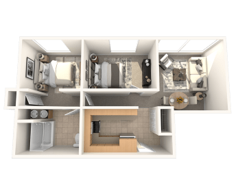 3 Bed 2 Bath 1298 SF Floor Plan at Residences at Manchester Place, Manchester, New Hampshire