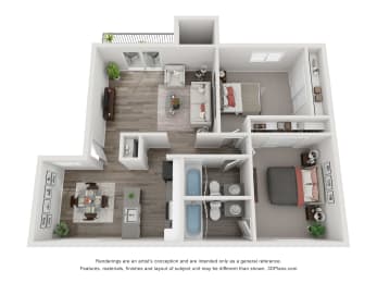 2 bed 2 bath Sierra Floor Plan at 2300 West Apartments, Reno, NV