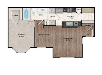 A1 Floor Plan at Flats on Chapel, Texas, 76712