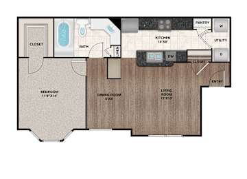 A2 Floor Plan at Flats on Chapel, Waco, TX 76712