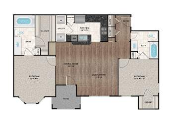 B2 Floor Plan at Flats on Chapel, Waco Texas